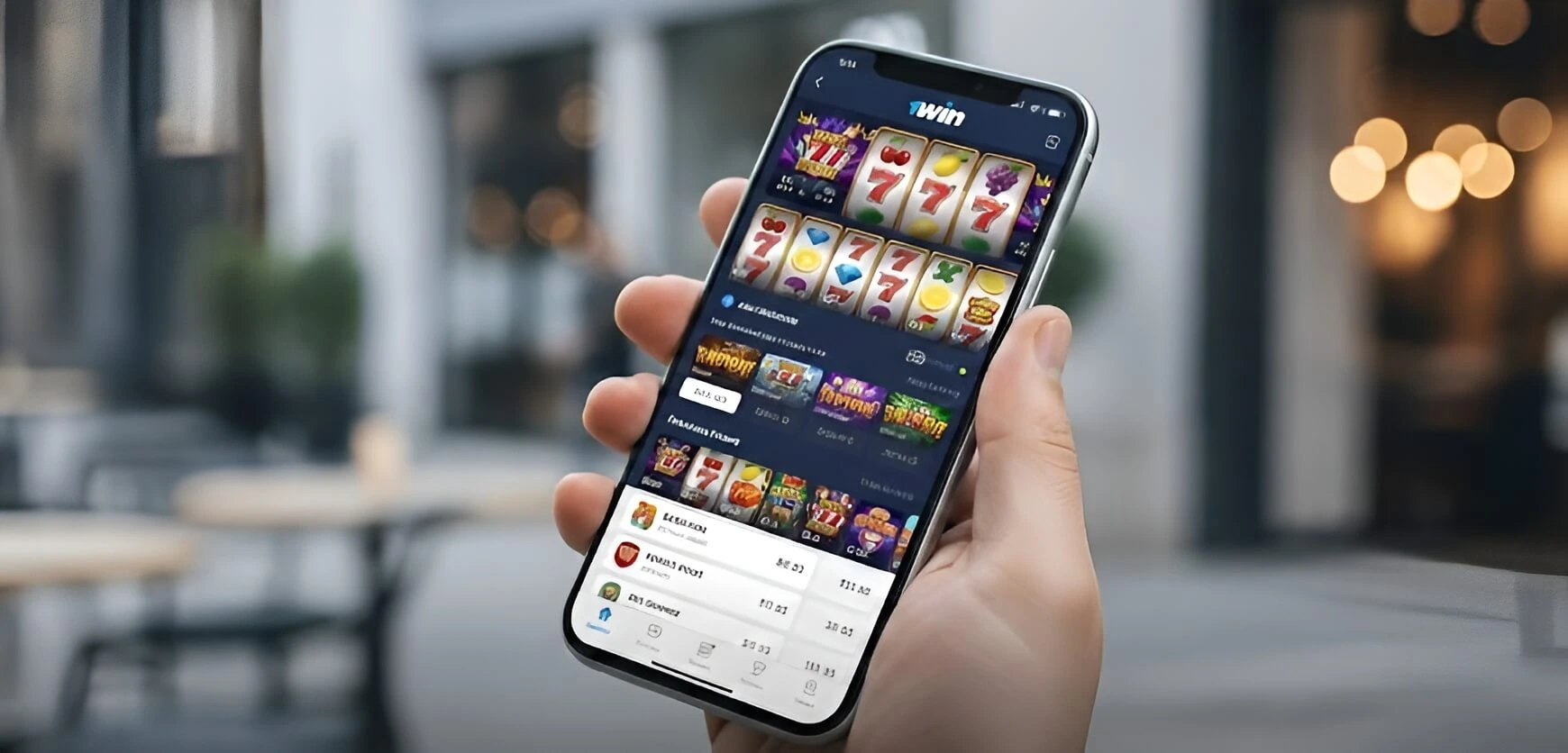 Мобильное приложение 1win на смартфоне в руке
